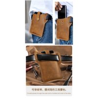 Crazy horse leather r cell phone pocket new product waist bag outdoor sports wear belt cell phone bag leather mens bag