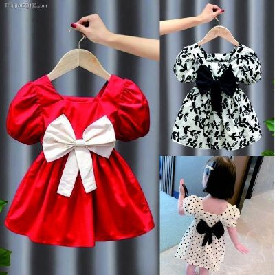 Princess girls dress in the summer of 2023 new red children web celebrity western style female baby bow skirt