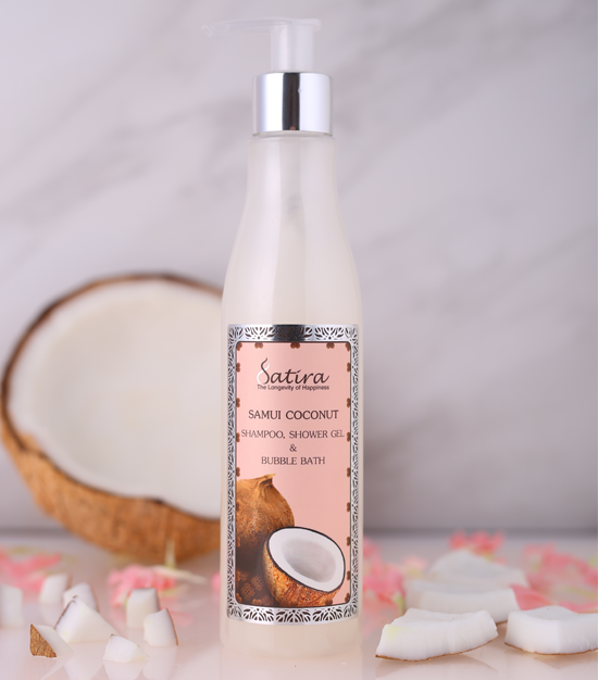 samui-coconut-3-in-1shampoo-body-wash-bubble-bath-ชุดผลิตภัณฑ์มะพร้าวสมุย-3-in-1ประกอบด้วย-แชมพูสระผม-สบู่เหลวอาบน้ำ-อ่างฟองโฟม-จาก-สถิรา