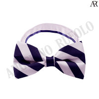 ANGELINO RUFOLO Bow Tie ผ้าไหมพิมพ์ลายคุณภาพเยี่ยม โบว์หูกระต่ายผู้ชาย ดีไซน์ Purple Shade Stripe สีม่วง