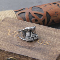 Norse Vikings S Hammer Mjolnir Scandinavian Rune Amulet Ring Stainless Steel Vegvisir Anchor Pendant เครื่องประดับชาย
