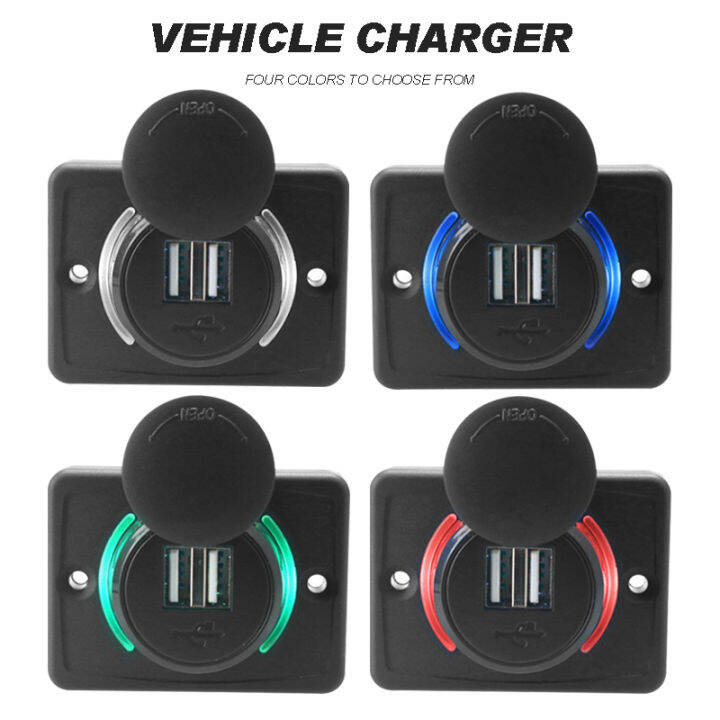 pexelsที่ชาร์จusbคู่ที่ชาร์จแบตในรถสแควร์เต้าเสียบสายไฟสำหรับ12v-24vรถจักรยานยนต์
