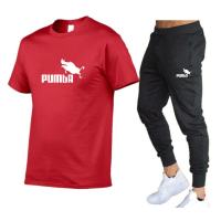 Mens Casual Tracksuit Summer Clothes Sportswear Two Piece Set T-Shirt nd Track Clothing Male Sweatsuit Sports Suits S-3XL