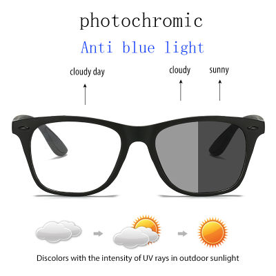 Photochromic กีฬาแว่นกันแดดชายตารางป้องกันแสงสีฟ้าแว่นตาขับรถกลางแจ้งผู้ชายและผู้หญิงอาทิตย์แว่นตา