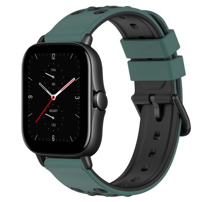 สำหรับ Amazfit GTS 2E สายนาฬิกาข้อมือซิลิโคนสองสี20มม. (สีเขียวมะกอก + สีดำ) (ขายเอง)