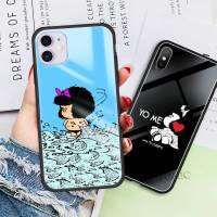 (ร้อน) HOT Mafalda Glass Case สำหรับ Apple 13 11 Pro 7 XR 8 X XS MAX 6 6S Plus SE 2020สีดำ Soft Border ศัพท์ Shell Cover