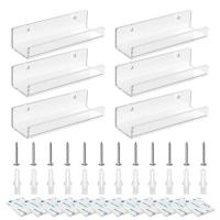 Record Wall Mount Acrylic Clear Floating Shelf Rack For Album Organization With Screws And Tape 6pcs Record Accessories For Store Home Office Apartment clean