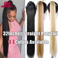 JINKAILI Synthetic Long Straight Ponytail Fake Hair Clip-in Ponytail Hair Extensions Heat Resistant Pony Tail Hairpiece