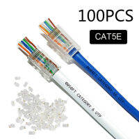 00ชิ้น8P8C 100ชิ้นสายเปิด Cat6ผ่าน100ชิ้นคอนเน็คเตอร์โมดูลาร์ Cat5 CAT6ปลั๊ก RJ45