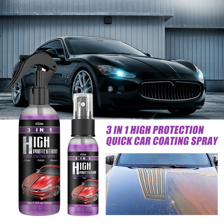 3 in 1 High Protection Quick Coating Spray, Car Scratch Nano Repair Spray,  Car Coating Fast Wax Polishing Spray (2Pcs*100ml+brush cloth) :  : Automotive