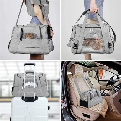 【LZ】 Soft Pet Carriers Portable Breathable Foldable Bag Cat Dog Carrier Bags Outgoing Travel Pets Handbag with Locking Safety Zippers