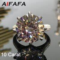 AIFAFA Silver 10กะรัตประกายแหวนคาร์บอนสูงสำหรับผู้หญิงเครื่องประดับงานแต่งงานใหญ่