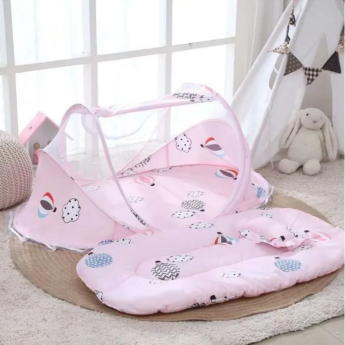 Folding Newborn Baby Bed With Pillow Mat Net Baby Bed with Mosquito Net