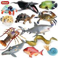 Oenux Marine Sea Life Megalodon Big Shark Fish Crab Lobster Action Figure Ocean Animals Model PVC Collection Toy For Kids Gift ♙