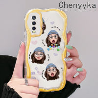 เคส Chenyyyka สำหรับ VIVO Y20 Y20i Y20s Y12s Y20 2021 Y11s Y12A Y20T Y20S เมตร Y20S D เคสยอดนิยม TikTok อีโมติคอนเด็กผู้หญิงสีสันสดใสลายคลื่นเนื้อครีมขอบนุ่มเคสโทรศัพท์โปร่งใสกันกระแทกเคสใสซิลิโคนป้องกัน