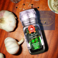 [35 กรัม] พริกไทยดำเม็ด ตรามือที่ 1 ?? ง่วนสูน ในขวดแก้ว พร้อมฝาบด | Nguan Soon - Fine Black Pepper of 35 grams with a Grinder