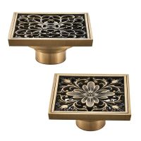 367D European Style Bathroom Retro Square 10cm Antique Copper Brass Deodorant Floor Drain Traps Drains