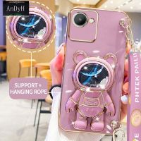 AnDyH Casing For OPPO Realme C30 C30S Phone Case Cute 3D Starry Sky Astronaut Desk Holder with lanyard