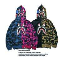 A อาบน้ำ Ape BAPE พรางแจ็คเก็ตหัวฉลามเต็มซิปเหงื่อออกเสื้อกันหนาวหมวกลำลองหลวมเสื้อท็อปส์ผู้ชายผู้หญิง H Oodies