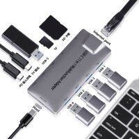 สินค้าใหม่สิบในหนึ่งเดียว Type-c สมาร์ท USB3.0 ตัวแยกสัญญาณฮับพอร์ตเครือข่าย100 M HUB แท่นวางคอมพิวเตอร์ .