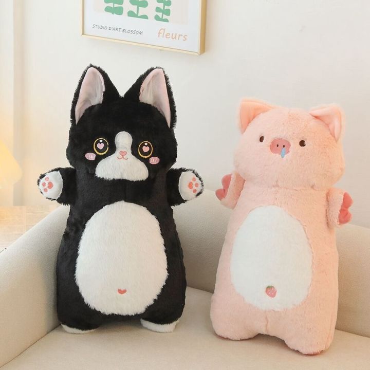 aeozad-anime-japon-s-plushie-recheado-gato-siam-s-gatinho-animais-gatos-pretos-jogue-travesseiro-cochilo-escolar-travesseirobrinquedos-para-crian-as