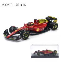 Bburago F1 1:43 2022เฟอร์รารี F1-75 75th ครบรอบปี Giallo Modena 16 # Leclerc 55 # Sainz รถเหล็กหล่อรถโลหะผสมของเล่นโมเดลรถหล่อตาย