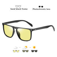 Brand Rivet Square Photochromic Sunglasses Men Polarized Women Driving Sun Glasses Day Night Vision Anti-Glare zonnebril heren