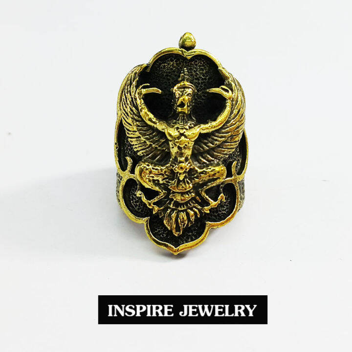 inspire-jewelry-แหวนรูปพญาครุฑ-แหวนรูปพระพิฆเนศ-ข้างรูปพญานาค-และเครื่องหมายโอม-แหวนร-มีให้เลือกหลายแบบ-หล่อด้วยทองเหลือง-รมดำ