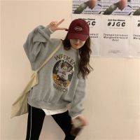 ☀️【Ready Stock】Korean Women Graphic Oversize Fake Two-Piece Casual Loose Long Sleeve Round Neck Sweater