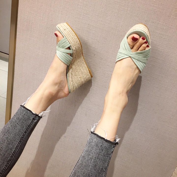 new-arrival-may-2022-women-open-toe-suede-trend-fashion-heeled-sandals-daily-solid-wedge-heel-slip-on-9cm-women-wedges-sandals