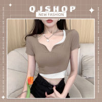 QJshop ราคาพิเศษ? เสื้อไหมพรมงานดี ครอปไหมพรมคอวี✨ แฟชั่นผญ.น่ารัก สาวสไตล์มินิมอล ห้ามพลาด คุมโทนทุกชุด ลุคไหนก็เริ่ดด