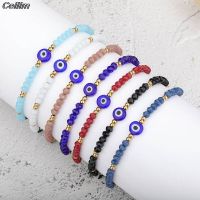 7pcs/set Turkey Blue Eye Bracelet Women Handmade Woven Rope Chain Crystal Beads Bracelets Girl Birthday Party Evil Jewelry Gift