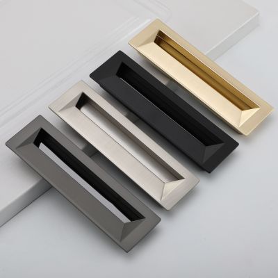 ❈﹊✢ Black Invisible Handle Embedded Concealed Kitchen Cabinet Door Wardrobe Drawer Gold Modern Moving Door Handle
