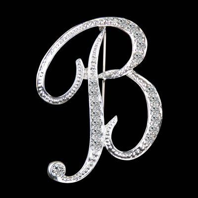 【YF】 Rhinestones Letters Brooch Men Name Initial Lapel Pin and Brooches Clip Jewelry Wedding
