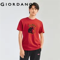 GIORDANO Men T-Shirts 100% Cotton Pattern Print Durable Casual T-Shirts Short Sleeve Crewneck Summer Relaxed T-Shirts 90082006