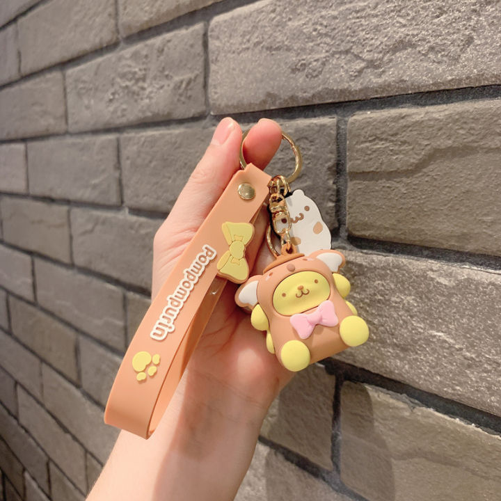 จี้โซ่กุญแจรถซิลิโคนรูปการ์ตูน-sanrio-kuromi-ตุ๊กตากระเป๋าคู่รักน่ารัก-kado-kecil-nuopyue