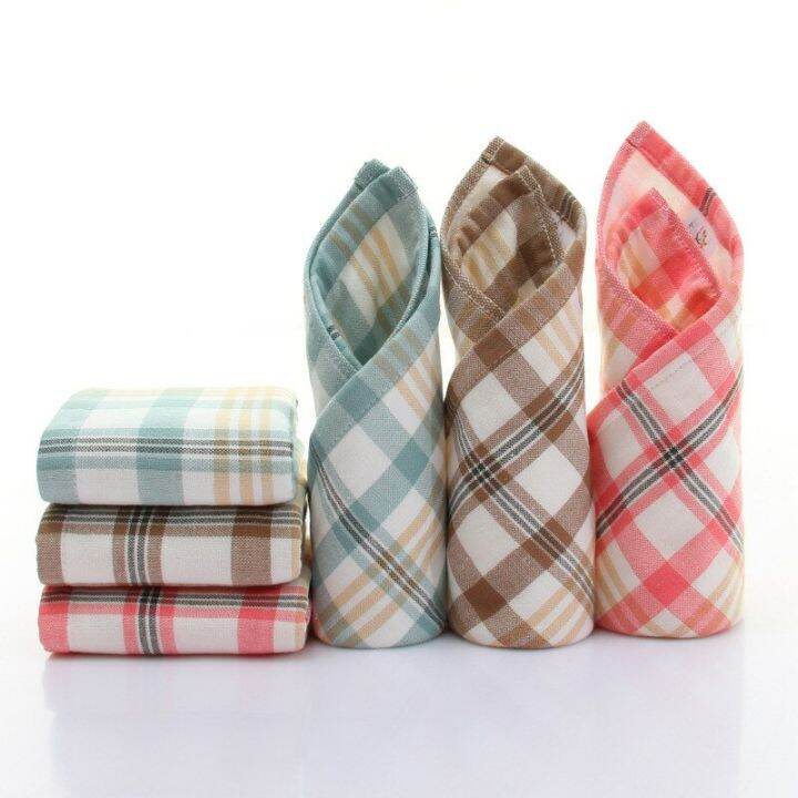 1pc-34x34cm-japanese-color-plaid-100-cotton-soft-absorbent-square-adult-children-face-towel