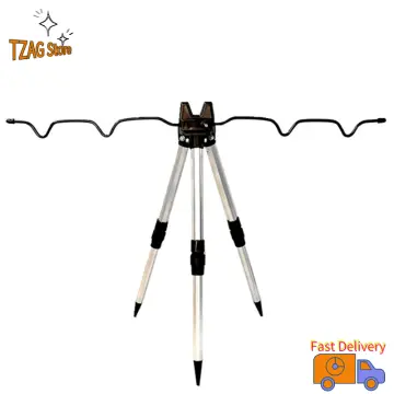 1.04m Telescopic Fishing Holder 2 Sections Length Adjustable Aluminium Fishing Rod Pole Rack V Holder Stand