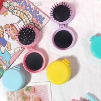 Portable Round Small Size Hair Comb with Folding Mirror Traveling Massage Folding Comb Girl Hair Brush with Mirror Styling Tools