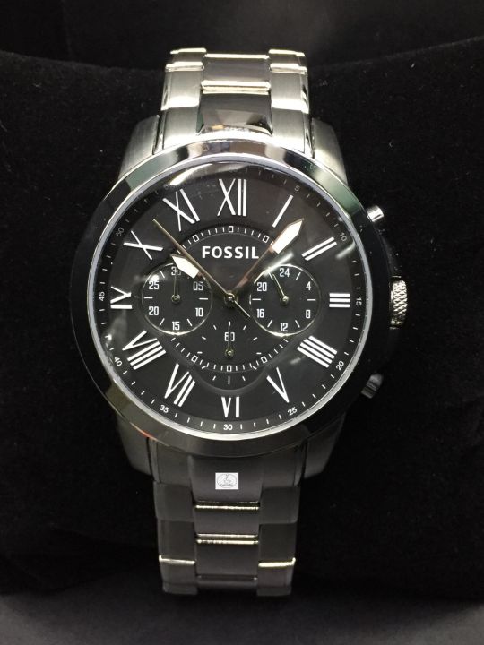 นาฬิกาข้อมือผู้ชายจับเวลา-fossil-รุ่น-fs4736-chronograph-ตัวเรือนและสายสแตนเลส-หน้าปัดสีดำ-เลขโรมัน-รับประกันของแท้-100