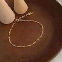 2023 Korean Fashion Thin Water-wave Gold Bracelets for Girl Tarnish Free Anti-allergy Stainless Steel Gold Plated Chain Bracelet Replacement Parts