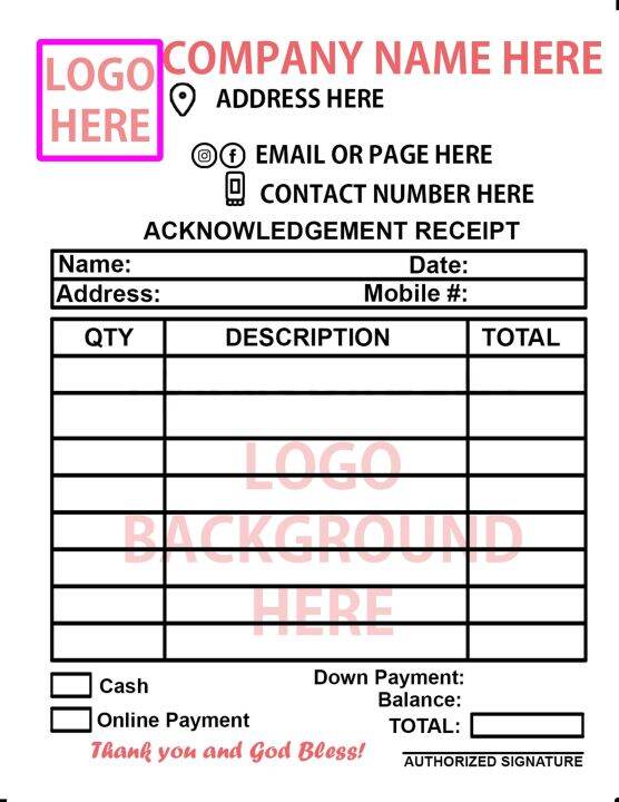 Customized Acknowledgement Receipt 4x5 inch | Lazada PH