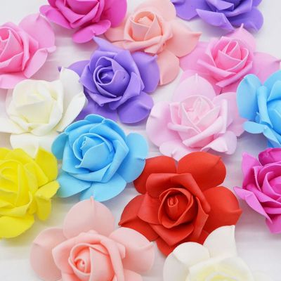 100pcs/Lot Artificial 8cm PE Foam Rose Flower Heads DIY Valentines day Fake Flower Decor Wedding Bouquet Party Car Decorative8Z