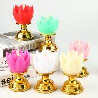 Colorful Electric Buddha Lotus Light Battery Operated Flameless Flicker LED Candle Tea Lamp Prayer Accessories Decor