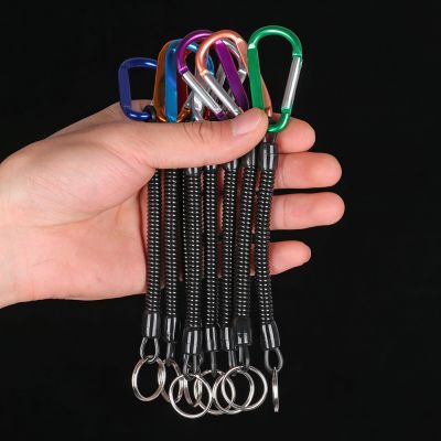 1PC Tactical Retractable Elastic Rope Security Hiking Camping Anti-lost Keychain Fishing Lanyards Outdoor