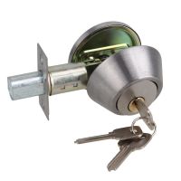 ☽ Silver Home Door Gate Single Cylinder Deadbolt Chrome Metal Dead Bolt Door Lock