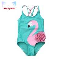 【Beautywoo】เด็กวัยหัดเดินหญิง Flamingo หนึ่งชิ้นชุดว่ายน้ำ Monokini น่ารักกลีบชุดว่ายน้ำบิกินี่ Maillots De Bain Beachwear ชุดว่ายน้ำ