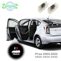 EASYAND 2Pcs LED Car Door LightสำหรับToyota Priusโลโก้หลอดไฟภายในอาคารติดตั้งง่ายยินดีต้อนรับอุปกรณ์ตกแต่งรถของแท้