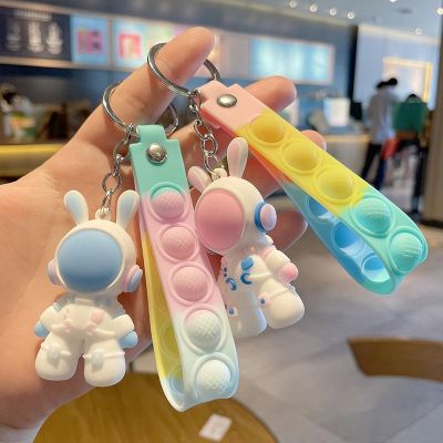 🔥 🔥 🔥High-end space rabbit new key chain doll pendant female exquisite schoolbag pendant cute ins car key chain ring