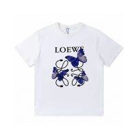 LOEWE เสื้อยืดแขนสั้นพิมพ์ลายผีเสื้อ,2023โลอี้เทรนด์ฤดูร้อนหวานสไตล์ฝรั่งเศส